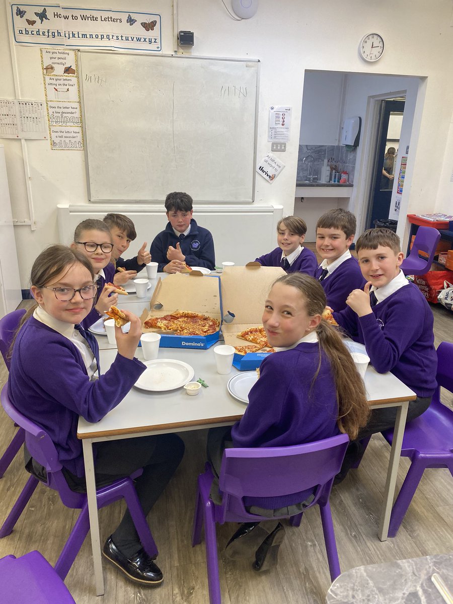 Best Friday for Y6 as they have Dominoes for lunch as a treat for homework over Easter. Well done all 💜