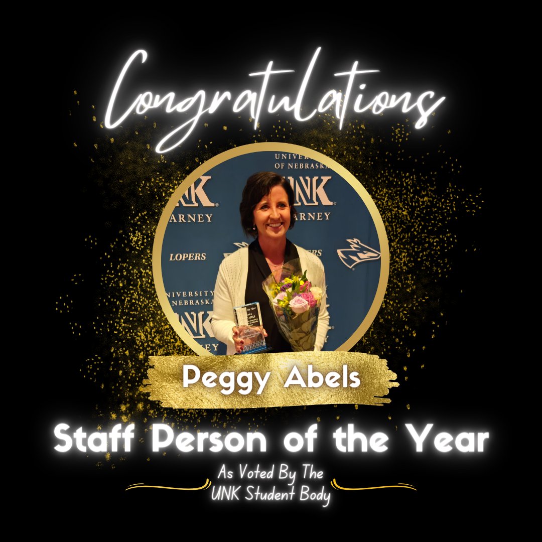 Congratulations to our very own Peggy Abels for receiving the Staff Person of the Year Award, as voted by the UNK Student Body. Peg is our Director and we agree, she's amazing! #UNKHealthSciences #KHOP #UNKHealthScienceExplorers #UNKCAS #PowerOfTheHerd
