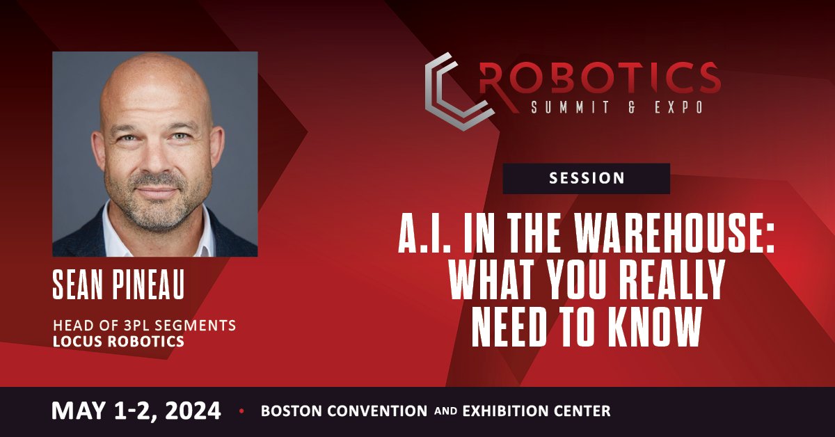 Sean Pineau is hosting a session at the Robotics Summit & Expo on May 1st from 1:45 PM to 2:30 PM! Don't miss this opportunity to learn how AI can elevate your warehouse operations!

Register today: locusrobotics.com/events/locus-r…

#supplychain #robotics #warehouseautomation #logistics