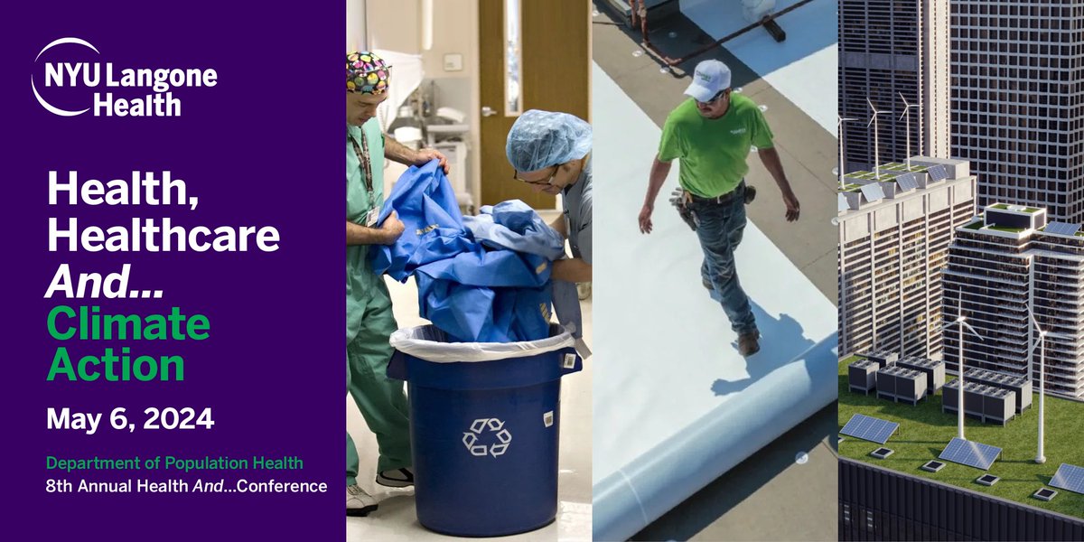 📣 Join us on 5/6 for our Health And... Conf. This year's event brings together a diverse group of stakeholders to explore cutting-edge approaches to addressing the interface of climate change, healthcare & health. bit.ly/3xC3h2a #HealthAnd2024 @nyulangone @nyugrossman