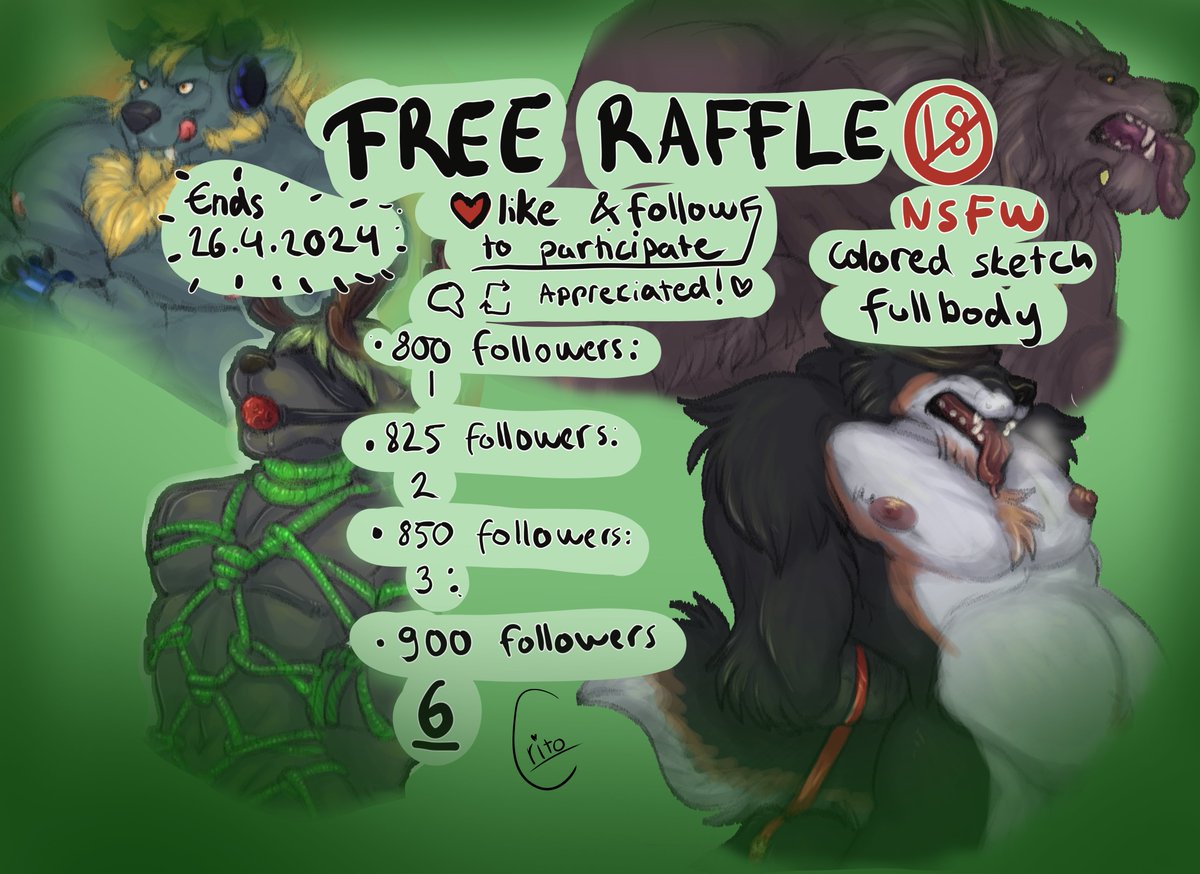 🐊RAFFLE TIME🐊 Little different this time FOLLOW AND LIKE THIS TO PARTICIPATE! Retweets and comments always appreciated ♥ Ends 26.4.2024 and how many followers we on will the amount of raffles be determined! Art will be colored sketch fullbodies.