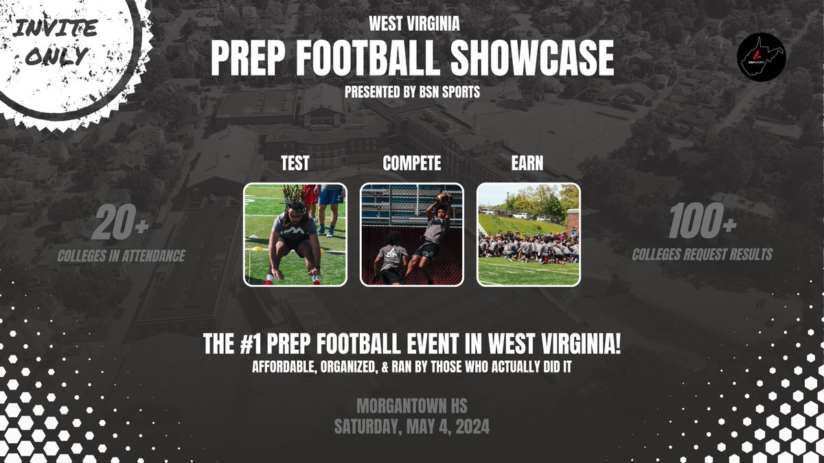 The 2024 West Virginia Prep Football Showcase is two weeks away! Spots are filling up with 100+ already registered. All C&C ranked players are invited as well as any all-conference/all-state players from 2023. Missing an invite or want to be considered? Reach out!