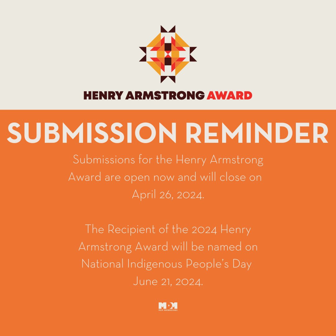 Submissions for the 2024 @henryarmstrongaward will close in ONE WEEK! 

Apply now at henryarmstrongaward.ca/submit