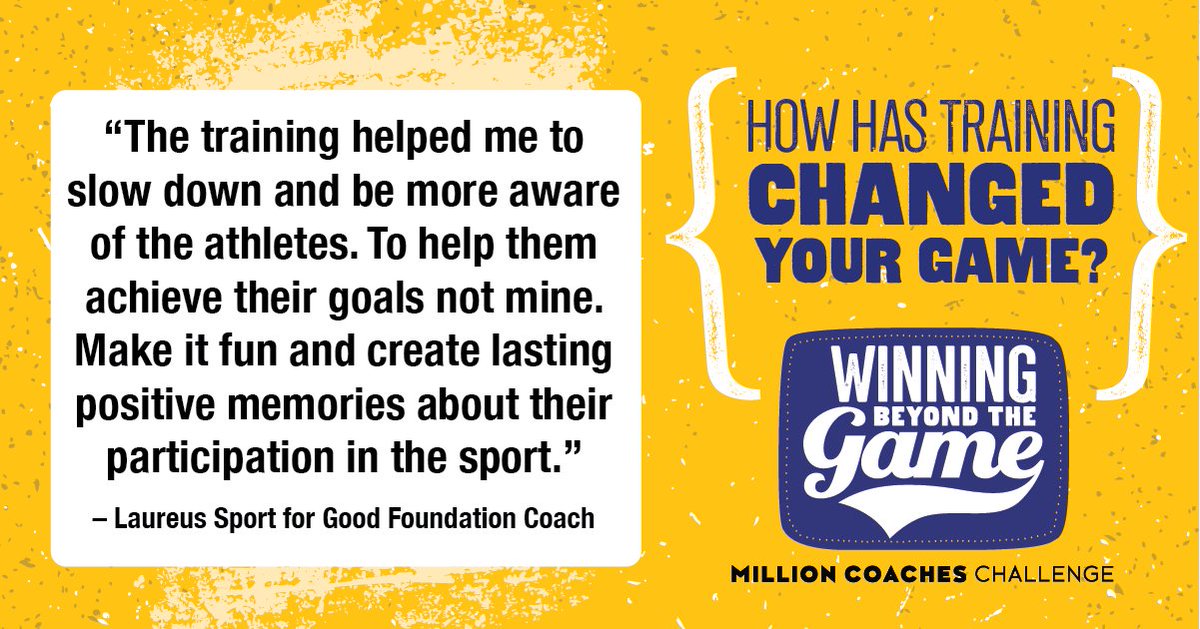 #MillionCoachesChallenge partners are on a mission to redefine coaching and empower young athletes. Together we're training one million coaches in youth development techniques by 2025. Check out what this coach had to say about training with @Laureus_USA. millioncoaches.org