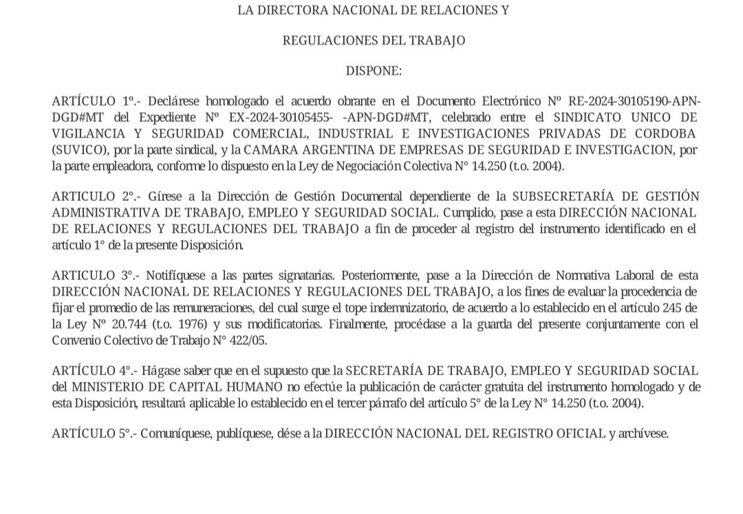 Acuerdo salarial del Sindicato Unico de Vigilancia y Seguridad Comercial, Industrial e Investigaciones Privadas de Córdoba HOMOLOGADO. FIN  <a href="/suvicoarg/">Suvico</a>