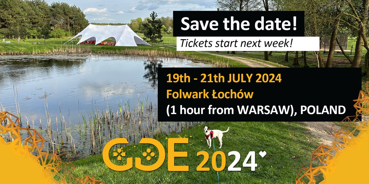 gameDevEvening  will return in exactly 3 months!

Save the date between July 19th and 21st and visit us at the new venue - Folwark Łochów.

Tickets start next week! 😎