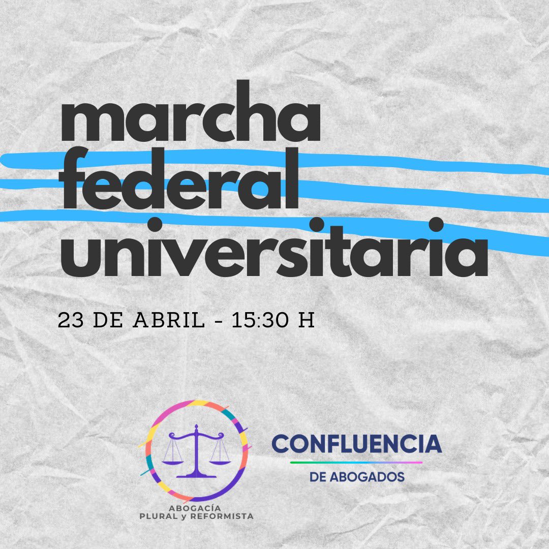 Cuidemos lo que funciona, cuidemos lo que nos une. 

Martes 23 de abril
14.30 h. Plaza Houssay
15.30 h. Congreso
17.00 h. Plaza de Mayo