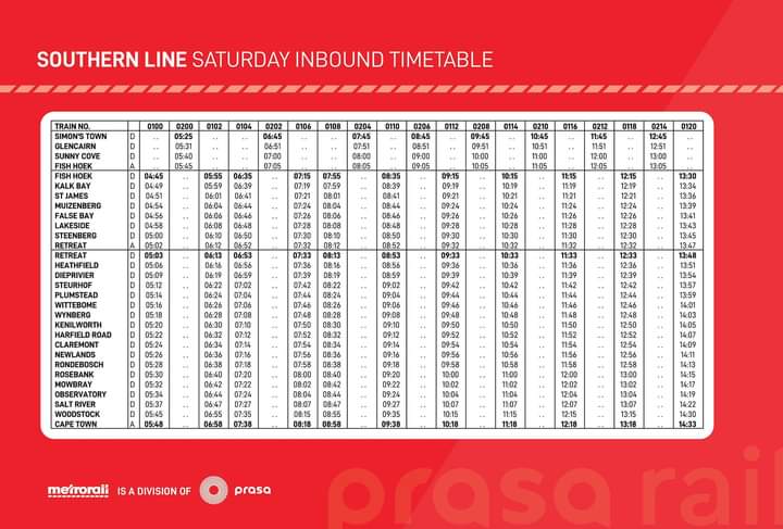 #SouthernLineCT Please find your Weekend Timetable as follows