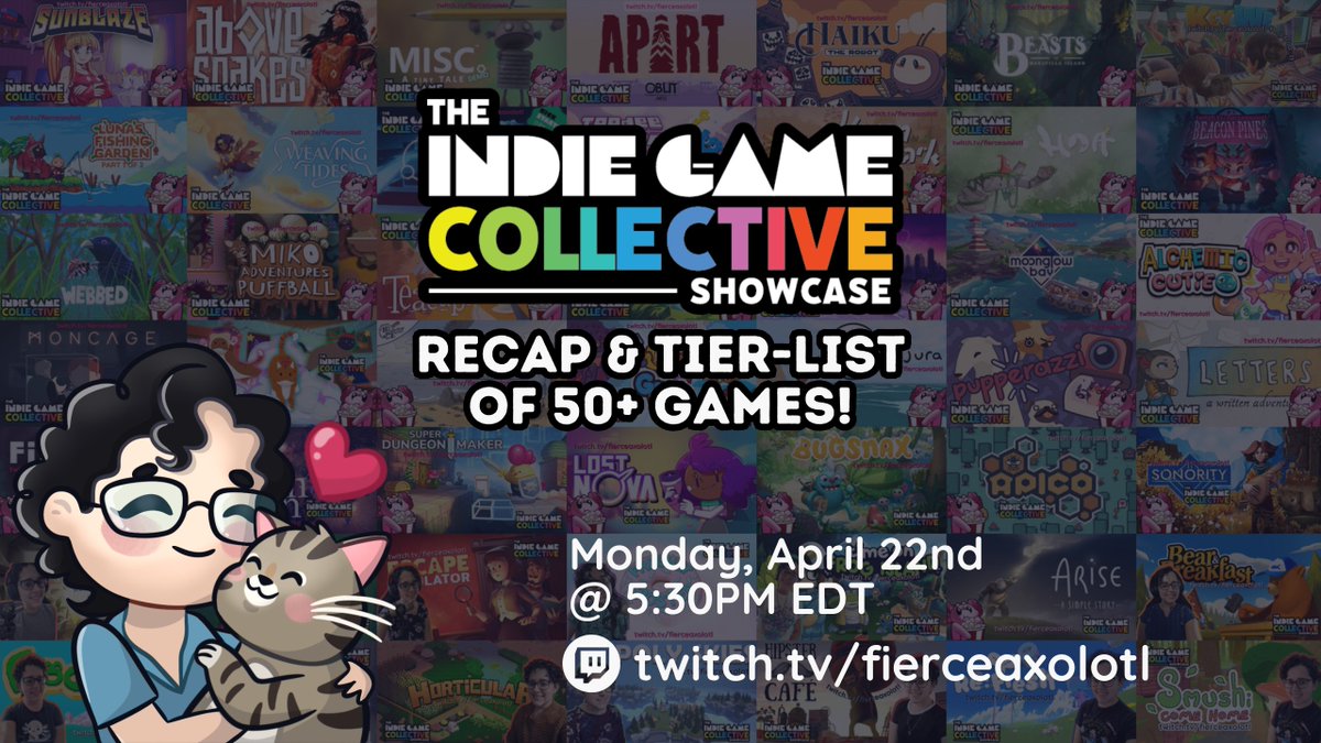 📢 Special Stream

As a tribute to all the amazing work the @IGCollective did, next Monday I'm hosting a special recap & tier list stream of the 50+ games I showcased through them. Forever grateful for this amazing community.

⬇️ More information