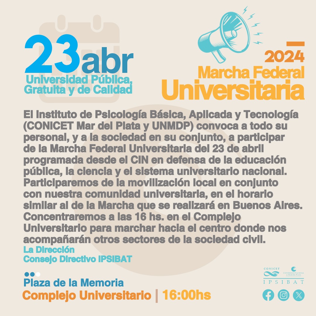 El 23/04 marchamos por nuestra Universidad Pública, Gratuita y de Calidad.