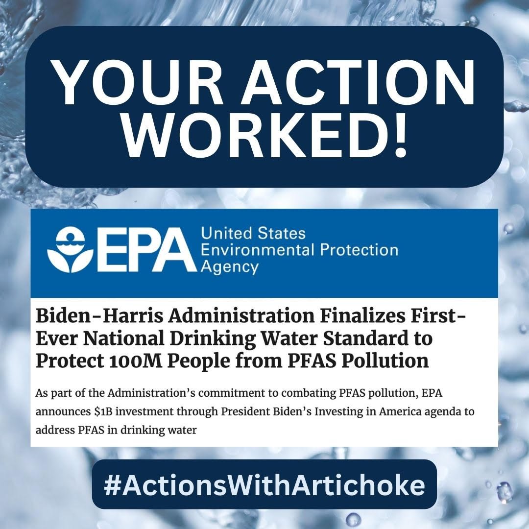 Good News! The Biden Administration finalized the National Drinking Water Standard! Thank you to all who contacted representatives about this -- this is a big win! 
You can read more about the new standard from the EPA link below! 
epa.gov/newsreleases/b…