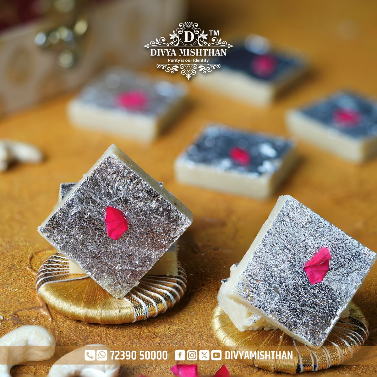 Treat yourself to the timeless sweetness of Kaju Katli.

For order call/whatsapp:
72390-50000
#kajukatli #mithai #sweet #tasty #indiansweets #kaju #sweetness #sweets #dessert #dryfruits #taste #mawa #kajusweets #tradition #cashew #nut #celebration