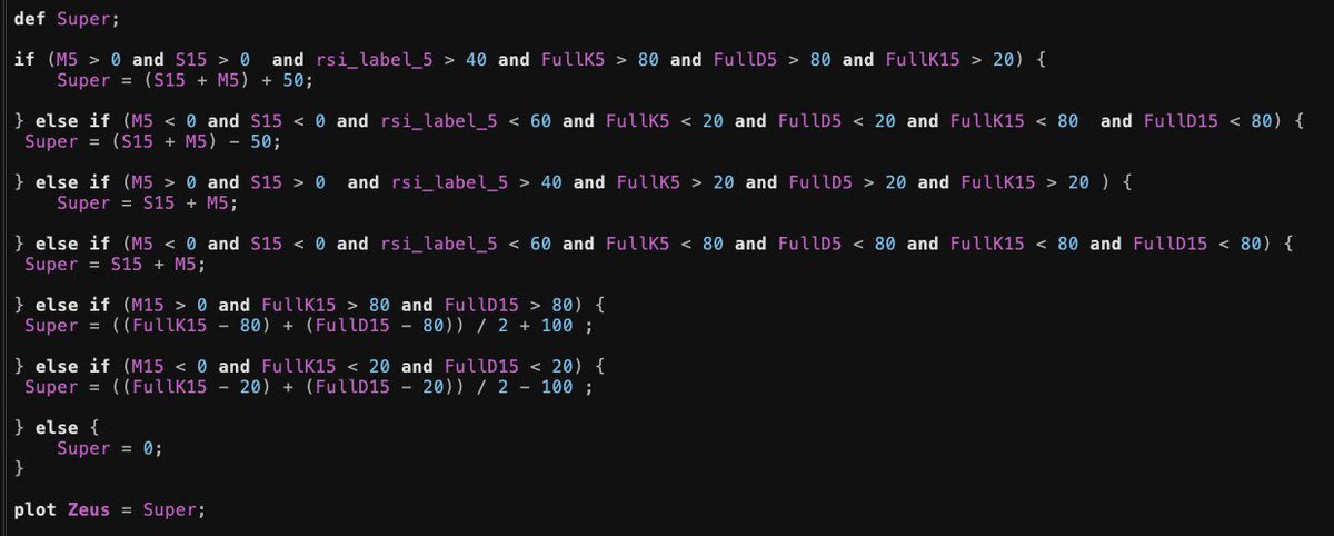 <a href="/CryptoKam_/">Kam</a> #ZeusAlgo

tos.mx/13UHJCO   
Combination of 5min and 15 min #marsi2 crosses - in sync with - 5min and 15min stochastic crossovers

Positive numbers mean bullish momentum for buying calls

Negative numbers mean bearish momentum for buying Puts

Numbers greater > 50 mean