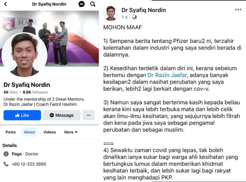 _Banyoe's tweet photo. Postingan ini menjadi Viral.
Dokter Malaysia meminta maaf karena terlibat mendorong suntikan bernama Vaksin yang menyebabkan Kematian.
Dr Syafiq Nordin menyampaikan permintaan maaf yang tulus kepada 10 ribu pengikutnya atas perannya dalam memberikan suntikan CVD-19 Vaksin. https://t.co/E218mebyGI