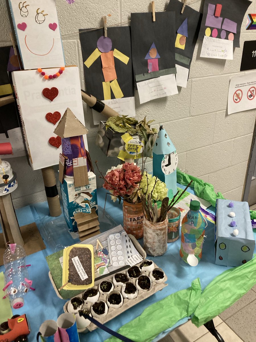 The students in Mrs. Simone’s FDK class, celebrate Earth Day with an art activity, Trash to Treasure. ⁦@YCDSB⁩