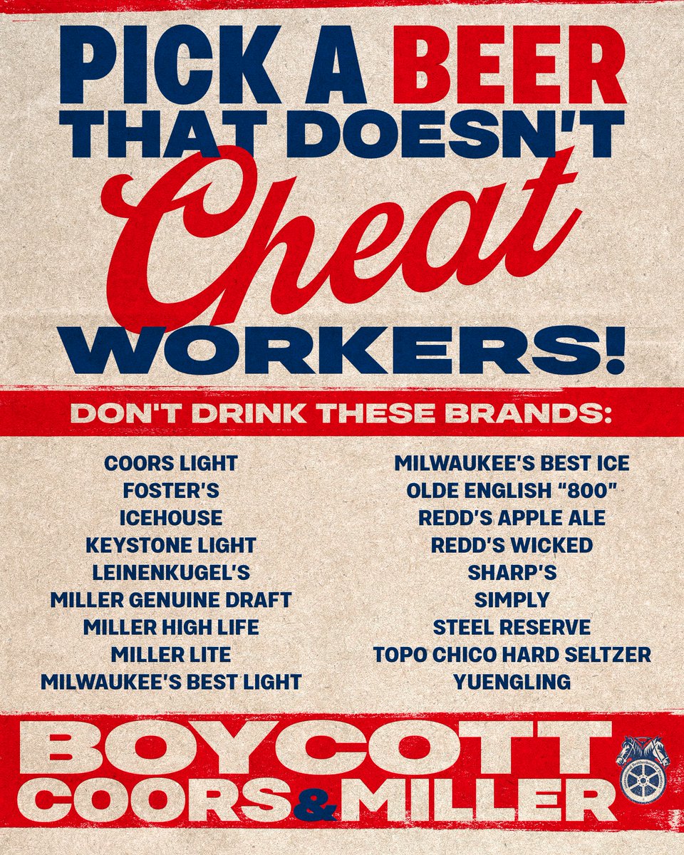 For the #LaborNotes2024 attendees, here's a handy-dandy cheat sheet to make sure your drink order is done in solidarity with striking Texas Teamsters this weekend. Spread the word.