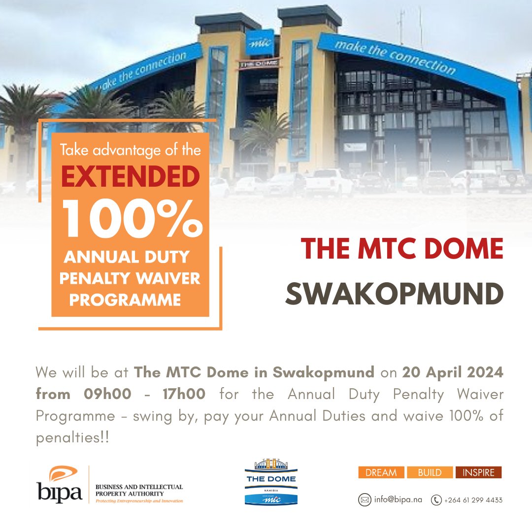 📌NEW VENUE ALERT - 19 APRIL 2024 The BIPA team will be at The MTC Dome on 20 April 2024 for its Annual Duty Penalty Waiver Programme Regional Visits. #dreambuildinspire #penaltywaiver