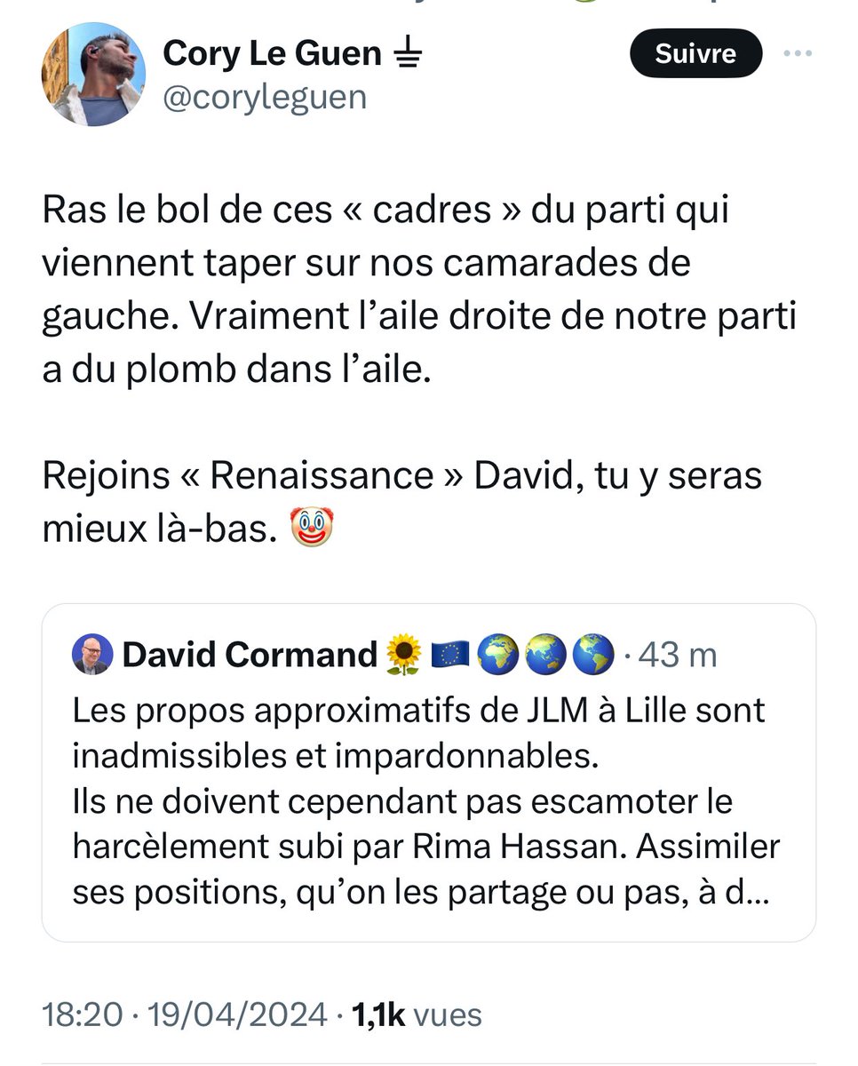 @DavidCormand Cormand peut encore vomir sur la gauche. Intarissable. 

#EELV ce cloaque. Ça pue vraiment.