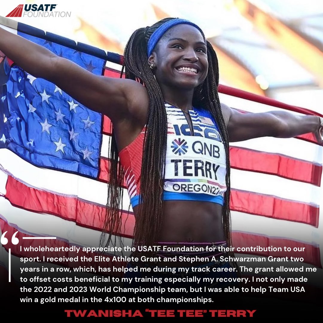 🗣️TeeTee Terry reveals how our Elite Athlete Grant has supported her in elevating training costs and enhancing her recovery for the 2022 and 2023 World Championships! This could be you— Apply Today! 📆 Due: June 15th 💻 Apply online: usatffoundation.org/grant-info/app…