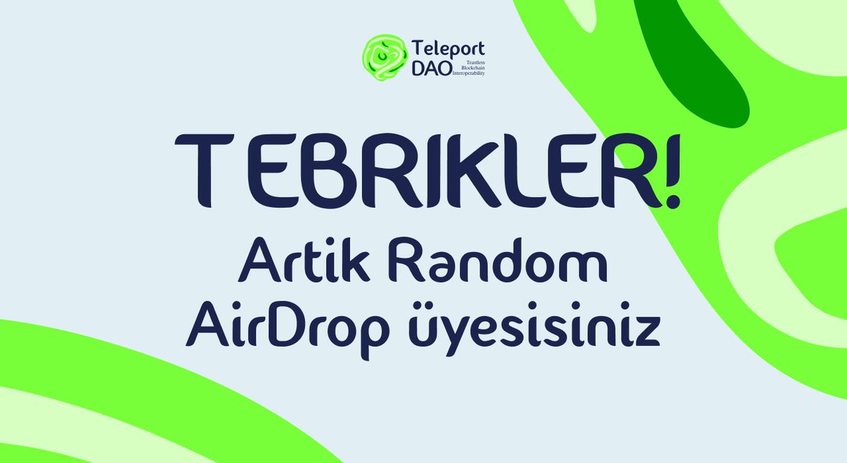 🪂 TeleportDAO'dan 20.000 $ değerinde Rastgele AirDrop tahsisatına katılıyoruz.

⚡200$'lık 5 ödül ve 50$'lık 380 ödüller tüm Random AirDrop katılımcıları arasından rastgele sayı üreteci ile canlı olarak çekilecektir 🚀

KATIL 👉🏻 t.me/TeleportDAObot…