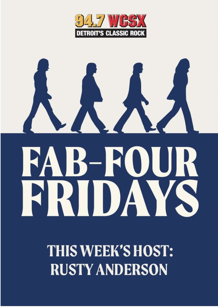 Dear Detroit friends, tune in Friday, April 19 at 4:00 p.m. to hear Paul McCartney’s guitarist, Rusty Anderson and his selections for Fab Four Four Fridays. You don’t want to miss this one on WCSX

wcsx.com/2024/04/19/fab…

#wcsx #detroit #thebeatles #rustyanderson