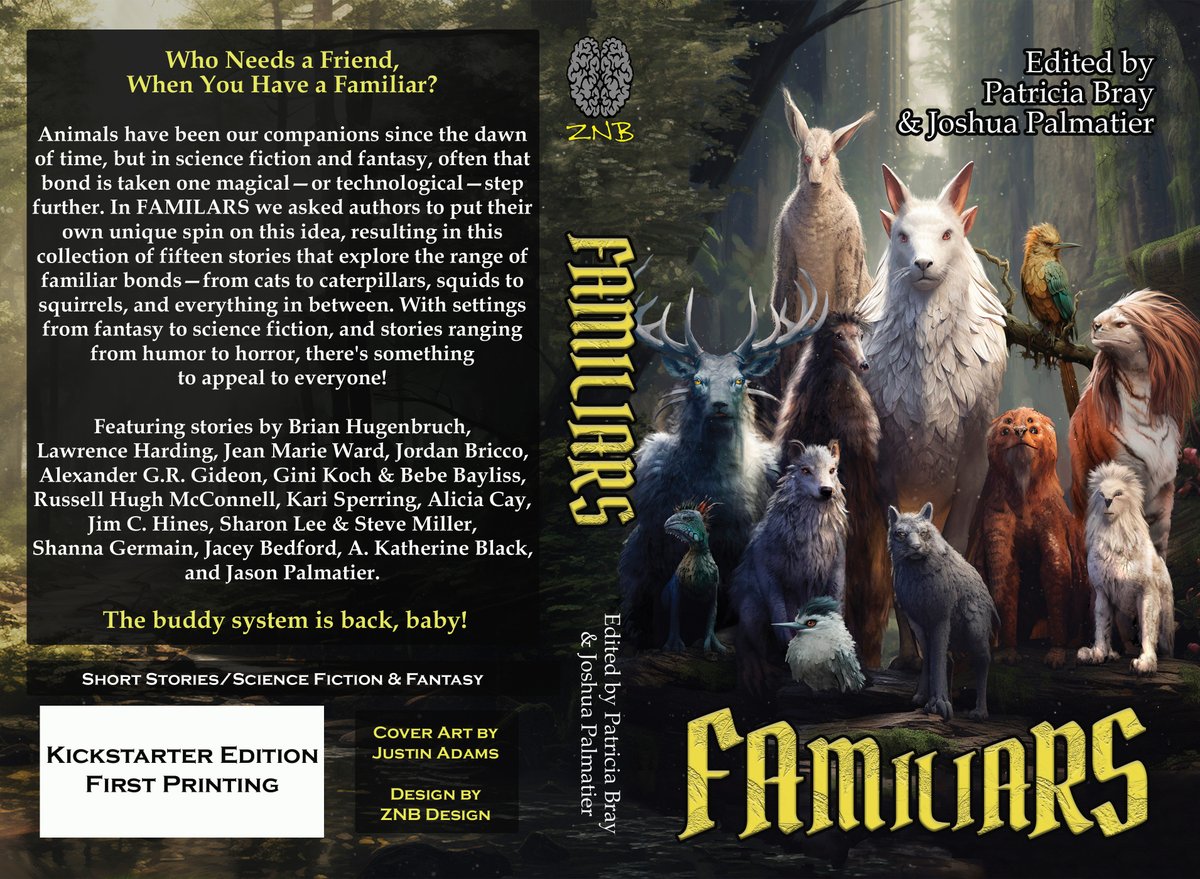 You're going to have so much fun with FAMILIARS, the upcoming #SFF #antho edited by @bentateauthor. Pre-order today and have it to enjoy as soon as it hits the shelves. :D Kindle: amzn.to/3PYi0KZ ZNB online store: zombies-need-brains-llc.square.site Trade: (Available August 1st)