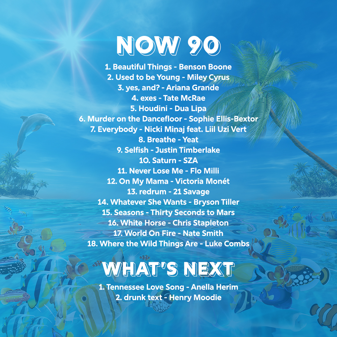 NOWThatsMusic's tweet photo. Here is your official #NOW90 tracklist 💚💙 With 20 of today's hottest hits, NOW 90 is available everywhere on May 3rd. Pre-order your copy today 🎶 https://t.co/ozaQLZCxyG https://t.co/KMl3tG69Z4