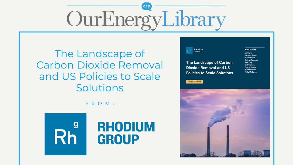 This @rhodium_group report assesses the current state of policy support and additional policy options to help CDR scale to the level required for mid century decarbonization in the U.S. Read: ourenergypolicy.org/resources/the-…