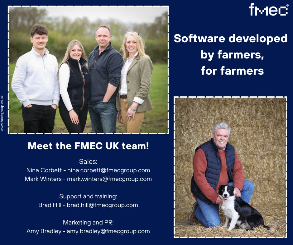 FmecGroup's tweet photo. From left to right, meet Brad, Amy, Mark, Nina, Will and Moss the dog! Our FMEC UK Team!

The FMEC team is passionate about ensuring our integrated system is efficient and profitable for your agri-business.

#fmecgroup #agriculture #agtech  #precisionagriculture #farming https://t.co/VlMTXnVRaq
