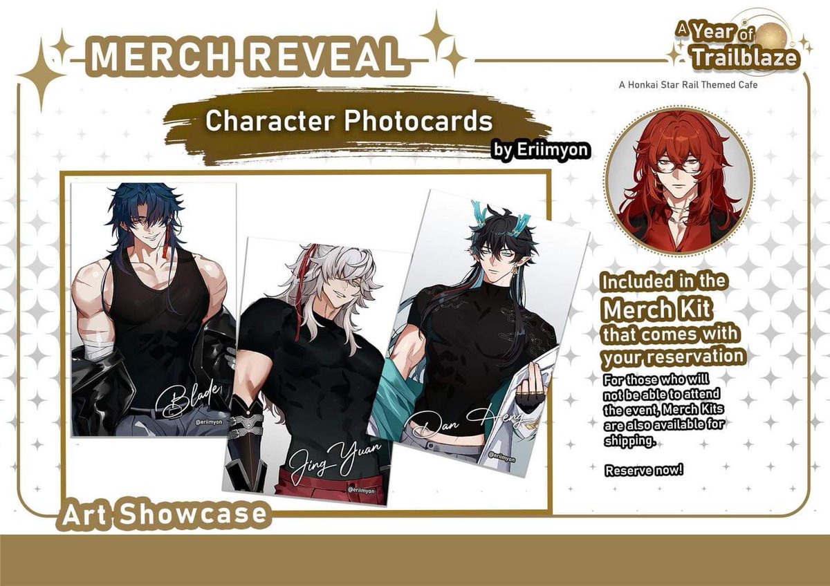 hsrannivcse's tweet photo. Are you ready for three of the most handsome men in Honkai Star Rail, drawn by the one and only @eriimyon? Check out Eriimyon’s captivating pieces of Blade, Jing Yuan, and Dan Heng as photocards!
#AYearofTrailblaze #HSRFanEvent #Acesynergy #AYearofTrailblazeGuestArtist https://t.co/02Qt5XyIey