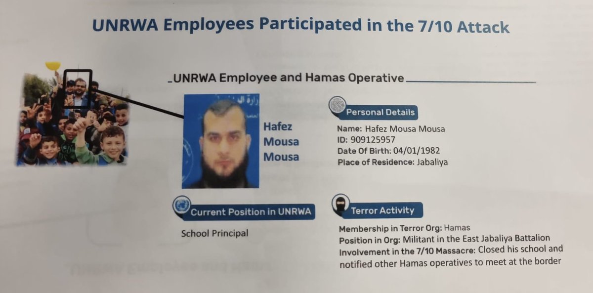 Schulleiter am Tag, Hamas-Terrorist in der Nacht: Der UNRWA-Mitarbeiter Hafez Mousa ist als Schulleiter für die Bildung und Erziehung von Schülerinnen und Schülern verantwortlich. Würden Sie ihm Ihr Kind anvertrauen? #EducatorByDayTerroristByNight