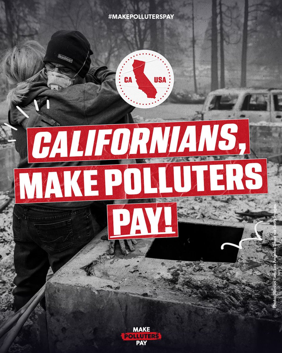 Californians, you've got a chance to pass the first #MakePollutersPay Climate Superfund bill in the country, but we're going to need your help. Here's a quick thread on how you can help make Big Oil pay their fair share for climate impacts!