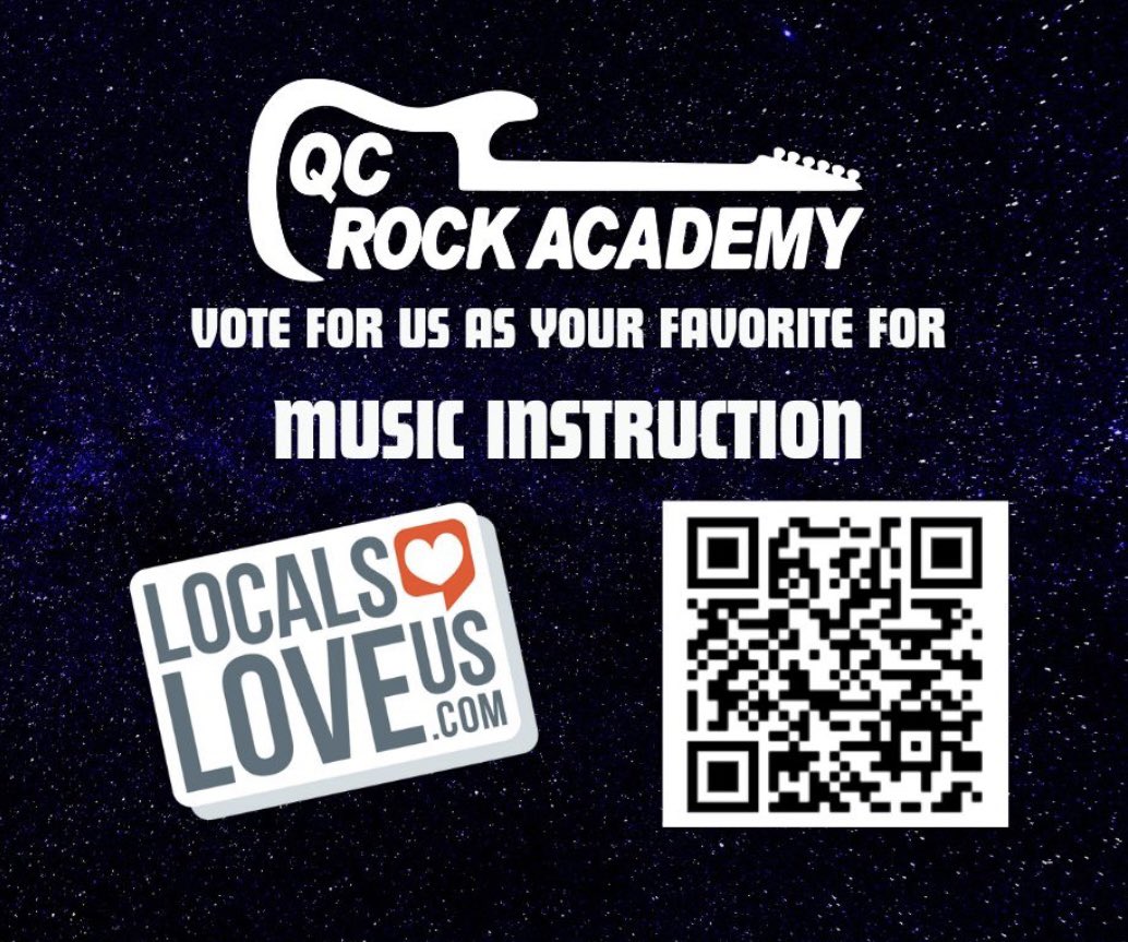 qcrockacademy's tweet photo. Hey guys, if you have a few free seconds, do us a favor…click the link and vote for QC Rock Academy as your favorite place for music instruction with Quad Cities Area Locals Love Us!  Vote here https://t.co/XXPJ3xmKVV https://t.co/n2Kz9cuATh
