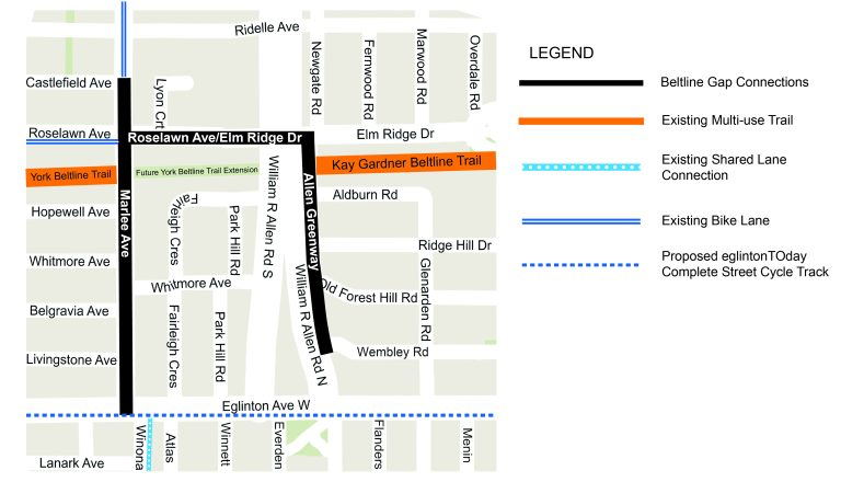 The Beltline Gap project aims to fill in a gap in the trail on the Beltline near Eglinton and Allen Road. Feedback on the project is due today. Learn more here: toronto.ca/community-peop…