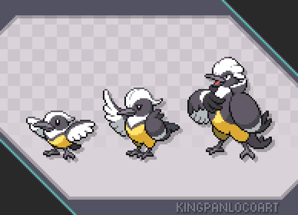 More designs for #FakemonFriday on the way
🎵 Peckadee [Normal/Flying], the Songbird Pokémon
🎵 Aveetone [Normal/Flying], the Prodigy Pokémon
🎵 Zartenor [Normal/Flying], the Maestro Pokémon

They are based on the great kiskadee, songbirds, opera and Mozart
#pokemon #fakemon