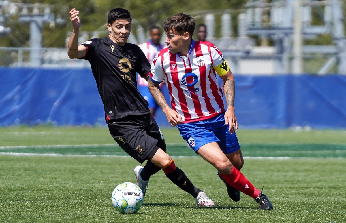 atletiOttawa's tweet photo. What a coincidence! Our first-ever club captain reaches the 💯 mark the same week we do 🤝❤️🤍

Congratulations @benfisk 👏‼️

Join us Ottawa as we celebrate our 100th match this weekend at @TD_Place 🏟⚡️✅ https://t.co/rASZyvdPFa