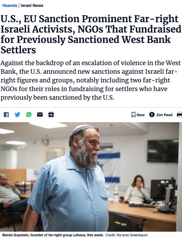 US announced new sanctions against Israeli extreme right-wing figures and groups involved in violence against Palestinians in the West Bank, including Bentzi Gopstein, a prominent far-right Israeli activist close to National Security Minister Ben-Gvir.

#WestBank