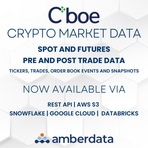 Amberdata (@amberdataio) on Twitter photo Now Available <a href="/CBOE/">Cboe</a> Crypto Market Data for Spot and Futures! ๐
Available via:
๐ฑ๏ธ Rest API
๐ฑ๏ธ <a href="/awscloud/">Amazon Web Services</a>
๐ฑ๏ธ <a href="/SnowflakeDB/">Snowflake</a>
๐ฑ๏ธ <a href="/googlecloud/">Google Cloud</a>
๐ฑ๏ธ <a href="/databricks/">Databricks</a>
Learn more here: docs.amberdata.io/docs/market-daโฆ Now Available <a href="/CBOE/">Cboe</a> Crypto Market Data for Spot and Futures! ๐
Available via:
๐ฑ๏ธ Rest API
๐ฑ๏ธ <a href="/awscloud/">Amazon Web Services</a>
๐ฑ๏ธ <a href="/SnowflakeDB/">Snowflake</a>
๐ฑ๏ธ <a href="/googlecloud/">Google Cloud</a>
๐ฑ๏ธ <a href="/databricks/">Databricks</a>
Learn more here: docs.amberdata.io/docs/market-daโฆ