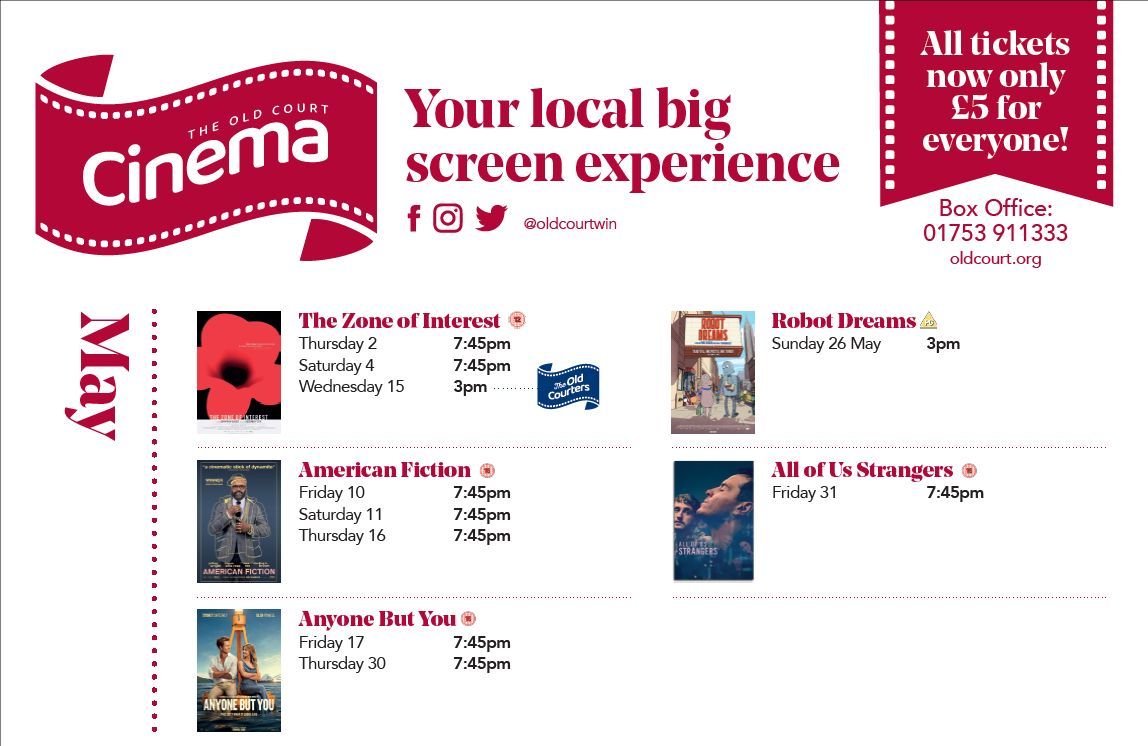 We have a fantastic selection films coming up in May and the best news is that all cinema tickets are now just £5 for everyone - from 1st May 2024. #lovefilm #filmfanatic #filmfans #independentcinema #AmericanFiction #anyonebutyoumovie #robotdreamsmovie #windsorsonlycinema