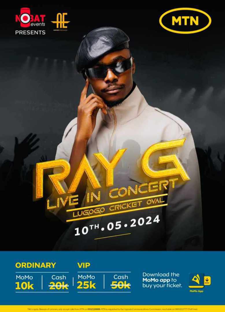 Click on the link and buy your early bird tickets for #RayGLiveInConcert 10th May Lugogo👯‍♀️👯‍♀️ momoticketing.com/event/ray-g-li…