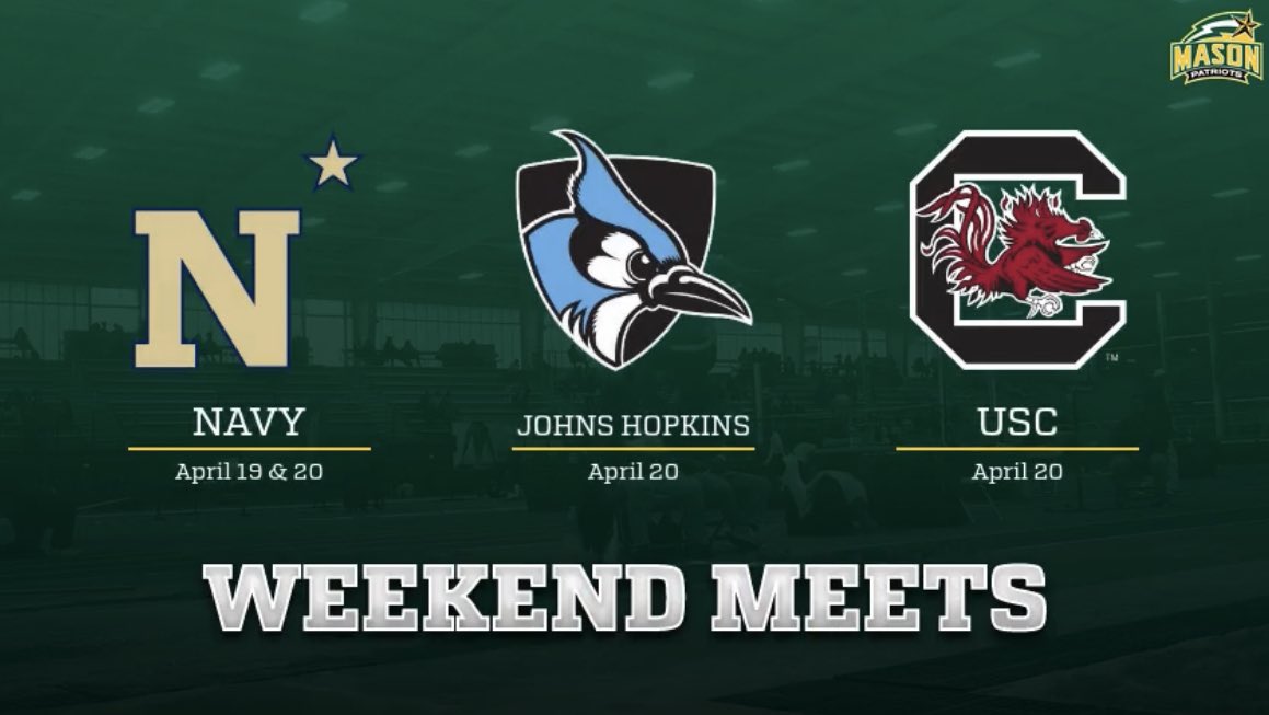 3 meets for the Patriots this weekend Navy: results.mdtimingllc.com/meets/31271 USC: results.adkinstrak.com/meets/34071 Johns Hopkins: hopkinssports.com/sports/womens-…