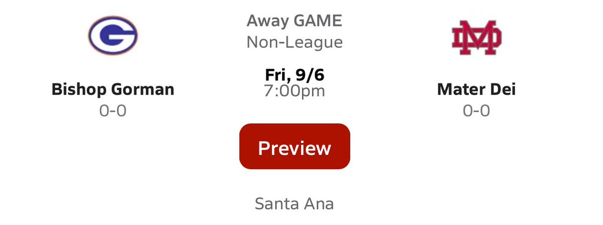 Mark your calendars: Bishop Gorman will play at Mater Dei on Sept. 6 in Santa Ana. @nevadapreps #nvpreps