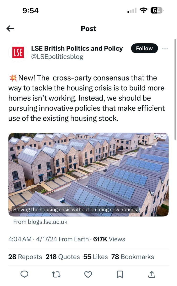 Something that is driving me crazier and crazier is this recurring claim that “we tried building more housing and it didn’t work” in cases where we absolutely did not try building more housing. The UK builds almost no housing!!!