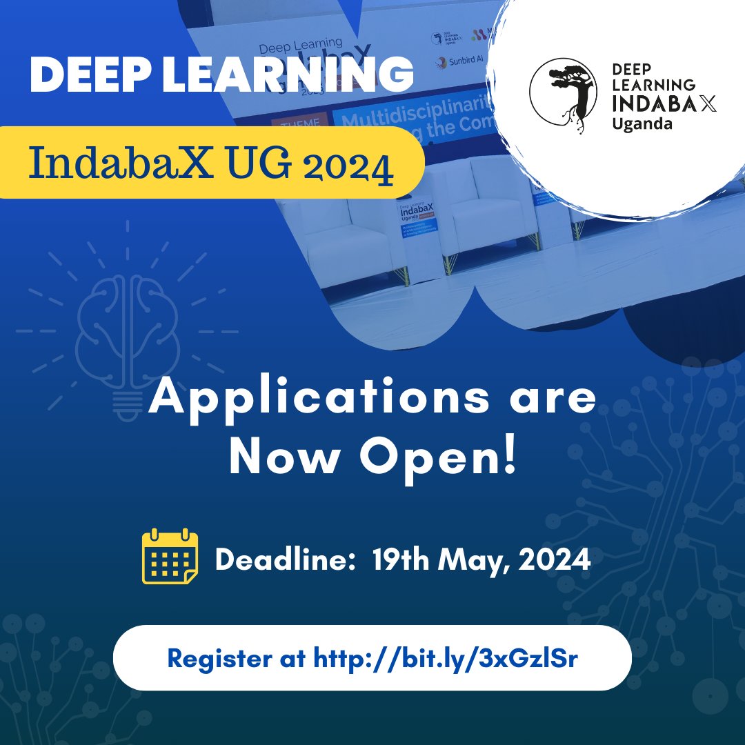 LeonardoDeBtc's tweet photo. 📢 Exciting news!📢
Applications for attending IndabaX Uganda 2024 are now open.
Apply not later than 19th May, 2024.
Application link 🔗 https://t.co/dVxtp0fHVh
@DeepIndaba  @shakir_za  @ulrichpaquet @richardpmann @johnilee @SunbirdAI 
#IndabaXUganda2024 #EthicalAI https://t.co/3A2v6YTM2d