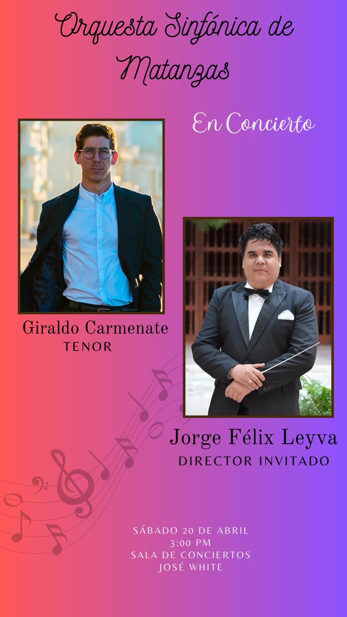 Este sábado desde la capital nos llegan invitados de lujo para acompañar a nuestra Orquesta Sinfónica de Matanzas.  
👉 Los esperamos en nuestra emblemática Sala de Conciertos. 
#maspormatanzas #somavillamatanzas #somavillaoficial #MatancerosEnVictoria #MatanzasEnamora #Matanzas