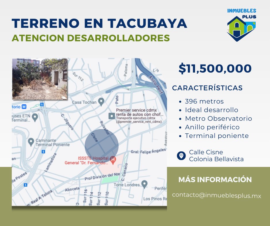 inmuebles_plus's tweet photo. #CDMX #inversiones #Oferta 
Excelente oportunidad para invertir, terreno para desarrollo de viviendas!!! https://t.co/NdgKE1isbM