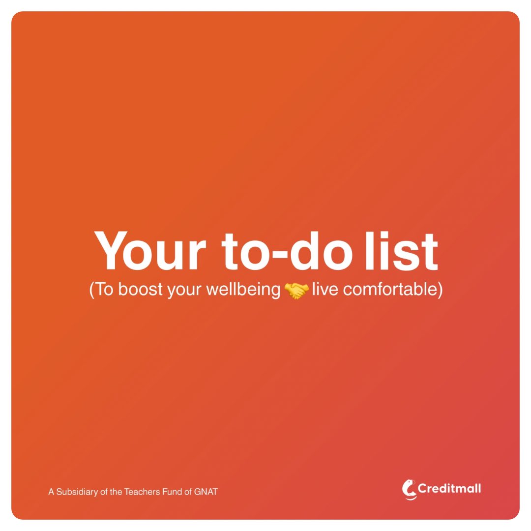 creditmallgh's tweet photo. 1 | Exercise • Rest • Refresh • Connect is your to-do assignment this weekend! 🤩
Live comfortable today with Credit Mall.
Happy Weekend!
#creditmalllimited #buynowpaylater #getmooorewithcreditmall #weekendvibes #shopeasy #splitpayments #lifecomfortable #teachersfund https://t.co/XZwgRtccVv