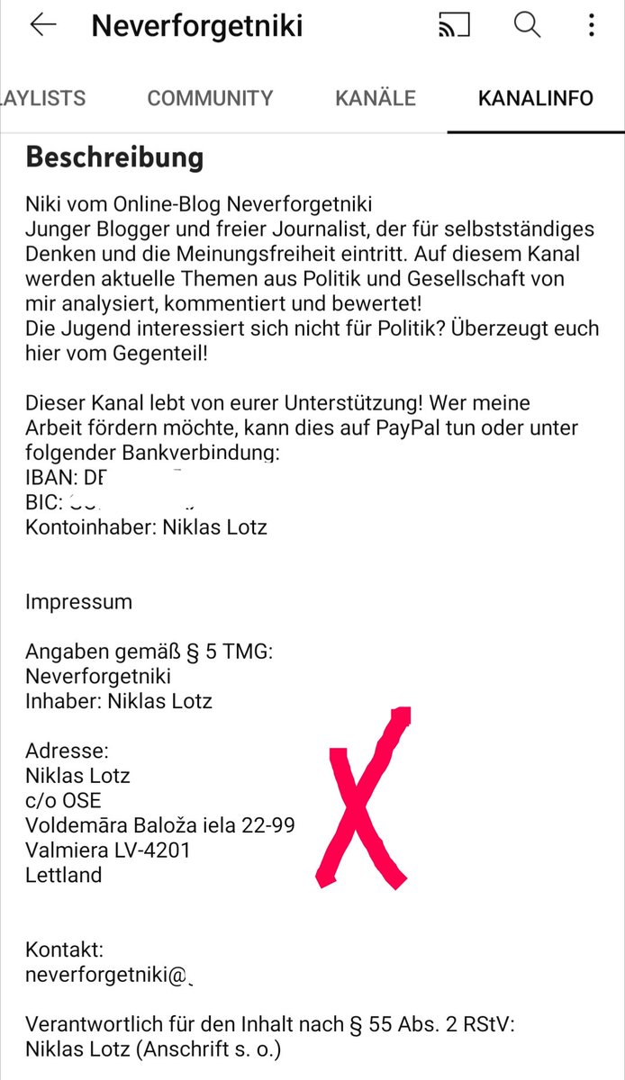 Heute schon gelacht?

Das hast Du Dir doch auch sicher 100x genau überlegt, oder?

Was sagt eigentlich @YouTube dazu, dass Du dort ein Impressum in Lettland hast? 
Wer hat Dir dazu geraten?

#NiklasLotz 
#NikiSchreibtKacki
#Lotzloeffel