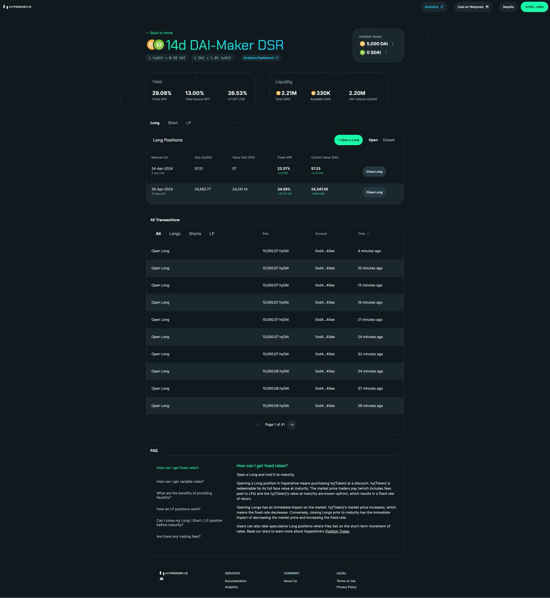 The Hyperdrive UI has evolved a lot since we began prototyping it over a year ago @delv_tech. What is Hyperdrive? 🚀 The first (and only!) DeFi protocol giving you full 14-day or 30-day fixed rate terms on demand. How it started How it's going