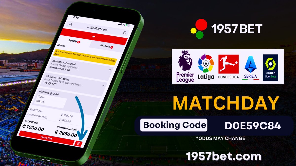 Our weekend odds are live!😃 Booking Code: D0E59C84 Book yours here📲1957bet.com #1957bet